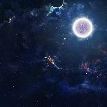 Universe Scene with Planets, Stars and Galaxies in Outer Space Showing the Beauty of Space Explorat-Forplayday-Art Print