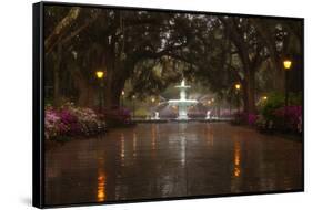 Forsyth Park Fountain with Spring Azaleas, Savannah, Georgia, USA-Joanne Wells-Framed Stretched Canvas