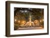 Forsyth Square and fountain with Christmas decorations, Savannah, Georgia.-Richard T Nowitz-Framed Photographic Print