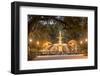 Forsyth Square and fountain with Christmas decorations, Savannah, Georgia.-Richard T Nowitz-Framed Photographic Print