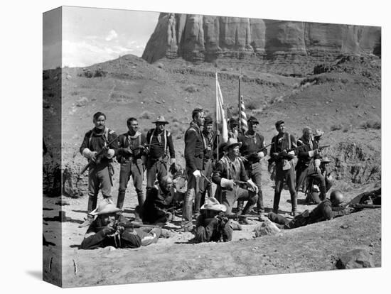 FORT APACHE, 1948 directed by JOHN FORD Henry Fonda, John Wayne and Victor McLaglen (b/w photo)-null-Stretched Canvas