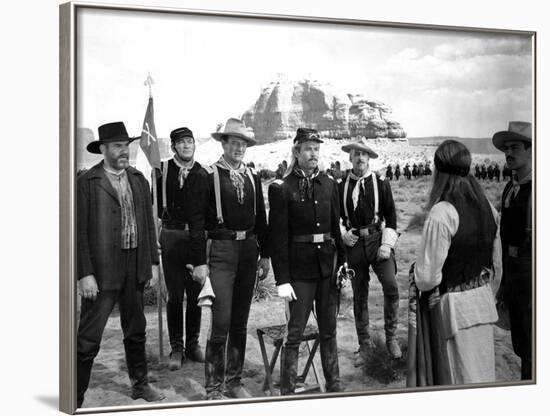 FORT APACHE, 1948 directed by JOHN FORD Victor McLaglen, John Wayne and Henry Fonda (b/w photo)-null-Framed Photo
