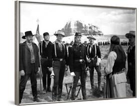 FORT APACHE, 1948 directed by JOHN FORD Victor McLaglen, John Wayne and Henry Fonda (b/w photo)-null-Framed Photo