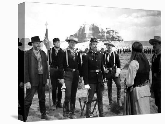 FORT APACHE, 1948 directed by JOHN FORD Victor McLaglen, John Wayne and Henry Fonda (b/w photo)-null-Stretched Canvas