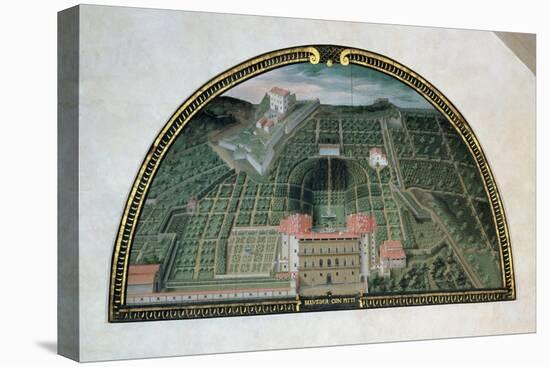 Fort Belvedere and the Pitti Palace from a Series of Lunettes Depicting Views of the Medici Villas-Giusto Utens-Stretched Canvas