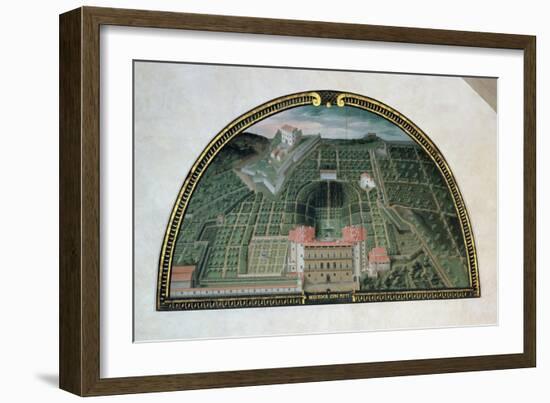 Fort Belvedere and the Pitti Palace from a Series of Lunettes Depicting Views of the Medici Villas-Giusto Utens-Framed Giclee Print