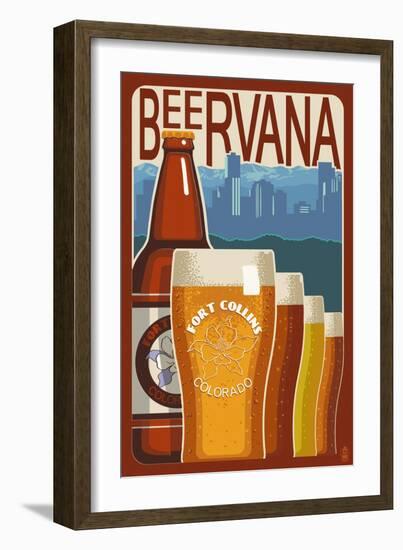 Fort Collins, Colorado - Beervana Vintage Sign-Lantern Press-Framed Art Print