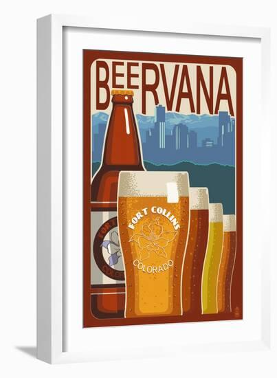 Fort Collins, Colorado - Beervana Vintage Sign-Lantern Press-Framed Art Print