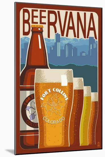 Fort Collins, Colorado - Beervana Vintage Sign-Lantern Press-Mounted Art Print