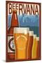 Fort Collins, Colorado - Beervana Vintage Sign-Lantern Press-Mounted Art Print