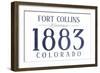 Fort Collins, Colorado - Established Date (Blue)-Lantern Press-Framed Art Print