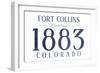 Fort Collins, Colorado - Established Date (Blue)-Lantern Press-Framed Art Print