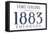 Fort Collins, Colorado - Established Date (Blue)-Lantern Press-Framed Stretched Canvas