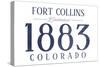 Fort Collins, Colorado - Established Date (Blue)-Lantern Press-Stretched Canvas