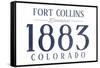 Fort Collins, Colorado - Established Date (Blue)-Lantern Press-Framed Stretched Canvas