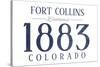 Fort Collins, Colorado - Established Date (Blue)-Lantern Press-Stretched Canvas