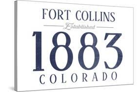 Fort Collins, Colorado - Established Date (Blue)-Lantern Press-Stretched Canvas