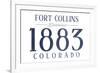 Fort Collins, Colorado - Established Date (Blue)-Lantern Press-Framed Art Print