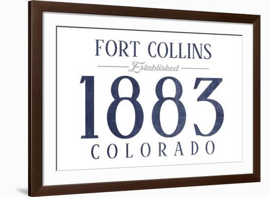 Fort Collins, Colorado - Established Date (Blue)-Lantern Press-Framed Art Print
