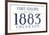 Fort Collins, Colorado - Established Date (Blue)-Lantern Press-Framed Art Print