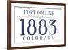 Fort Collins, Colorado - Established Date (Blue)-Lantern Press-Framed Art Print