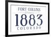 Fort Collins, Colorado - Established Date (Blue)-Lantern Press-Framed Art Print