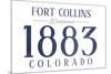 Fort Collins, Colorado - Established Date (Blue)-Lantern Press-Mounted Art Print