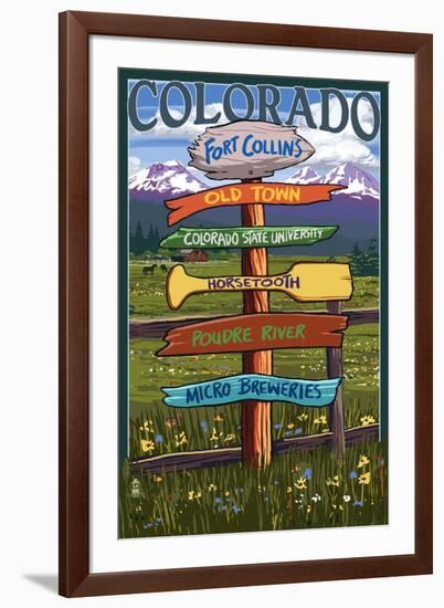Fort Collins, Colorado - Sign Destinations-Lantern Press-Framed Art Print