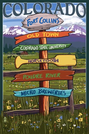 'Fort Collins, Colorado - Sign Destinations' Posters - Lantern Press ...