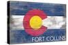 Fort Collins - Colorado State Flag - Barnwood Painting-Lantern Press-Stretched Canvas