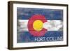 Fort Collins - Colorado State Flag - Barnwood Painting-Lantern Press-Framed Art Print