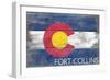 Fort Collins - Colorado State Flag - Barnwood Painting-Lantern Press-Framed Art Print