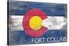 Fort Collins - Colorado State Flag - Barnwood Painting-Lantern Press-Stretched Canvas