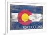 Fort Collins - Colorado State Flag - Barnwood Painting-Lantern Press-Framed Art Print