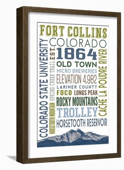 Fort Collins, Colorado - Typography-Lantern Press-Framed Art Print