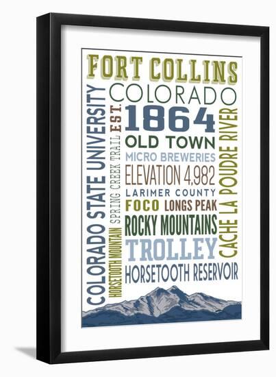 Fort Collins, Colorado - Typography-Lantern Press-Framed Art Print