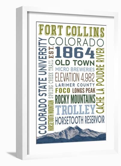 Fort Collins, Colorado - Typography-Lantern Press-Framed Art Print