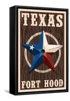 Fort Hood,Texas - Barn Star - Letterpress-Lantern Press-Framed Stretched Canvas