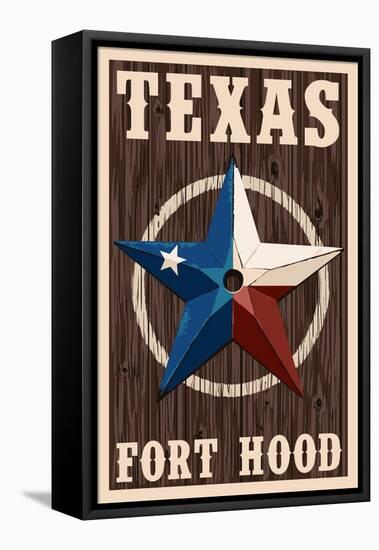 Fort Hood,Texas - Barn Star - Letterpress-Lantern Press-Framed Stretched Canvas