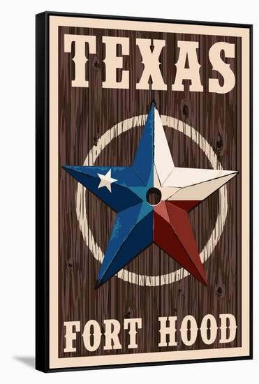 Fort Hood,Texas - Barn Star - Letterpress-Lantern Press-Framed Stretched Canvas