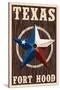 Fort Hood,Texas - Barn Star - Letterpress-Lantern Press-Stretched Canvas