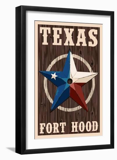 Fort Hood,Texas - Barn Star - Letterpress-Lantern Press-Framed Art Print