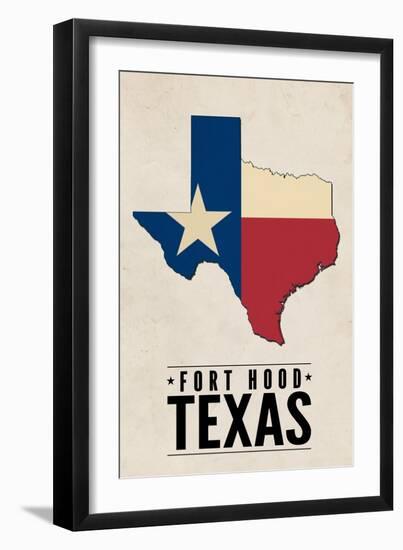 Fort Hood,Texas - Flag State-Lantern Press-Framed Art Print