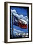 Fort Hood, Texas - Texas Flag (w/ Text) - Scratchboard-Lantern Press-Framed Art Print