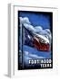 Fort Hood, Texas - Texas Flag (w/ Text) - Scratchboard-Lantern Press-Framed Art Print