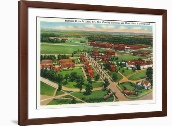 Fort Knox, Kentucky, Aerial View of the Entrance Drive, 1st Cavalry Barracks-Lantern Press-Framed Premium Giclee Print