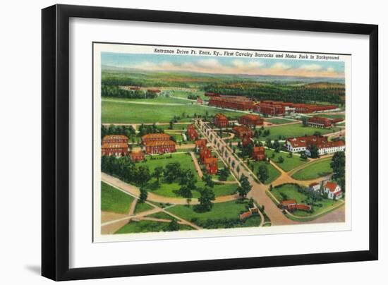 Fort Knox, Kentucky, Aerial View of the Entrance Drive, 1st Cavalry Barracks-Lantern Press-Framed Art Print