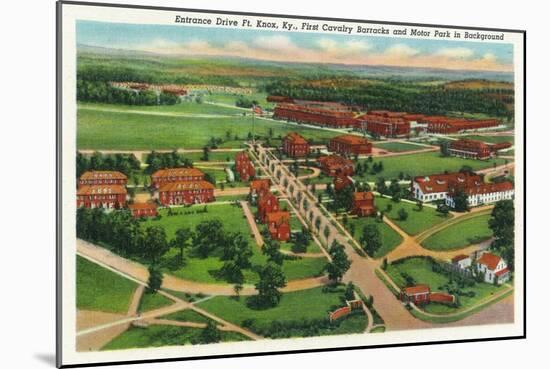 Fort Knox, Kentucky, Aerial View of the Entrance Drive, 1st Cavalry Barracks-Lantern Press-Mounted Art Print