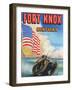 Fort Knox, Kentucky, Large Letters, View of a Tank and the US Flag-Lantern Press-Framed Art Print