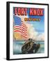 Fort Knox, Kentucky, Large Letters, View of a Tank and the US Flag-Lantern Press-Framed Art Print